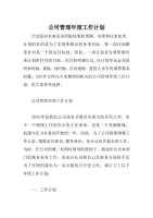 公司管理年度工作计划